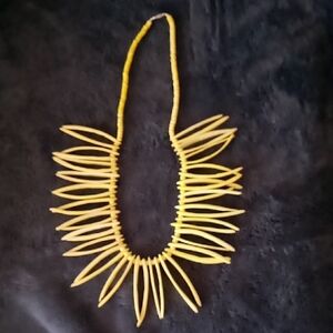 Retro Yellow Beaded Necklace